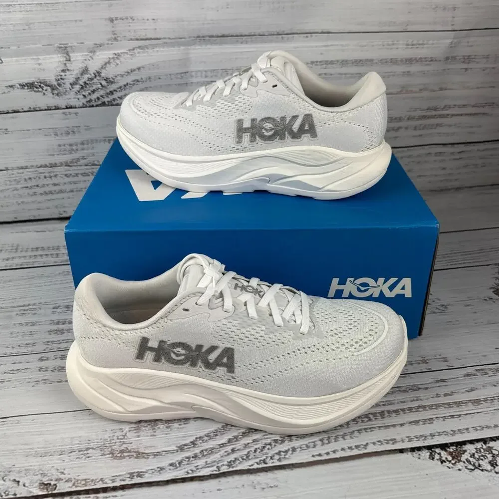 HOKA Rincon 4 Womens 8B Running Shoes White Silver
